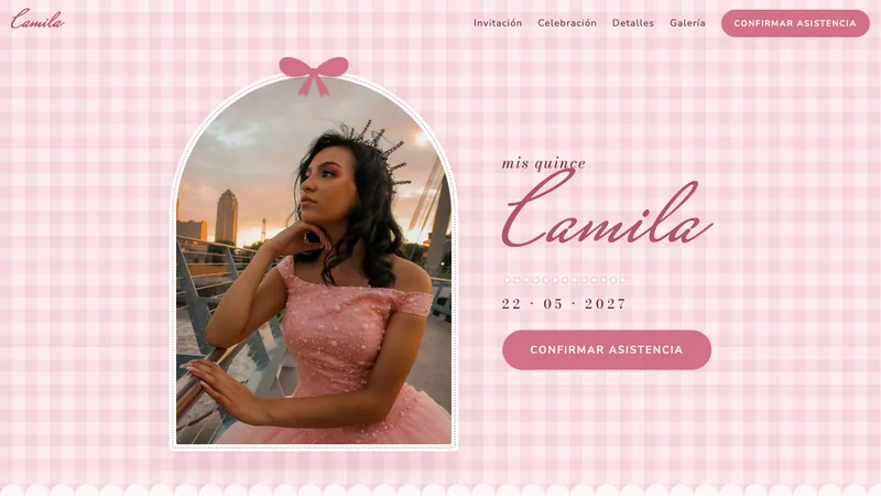 Demo de invitación digital Coquette - XV Años