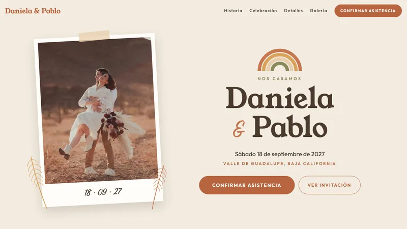 Demo de invitación digital Boho - Boda