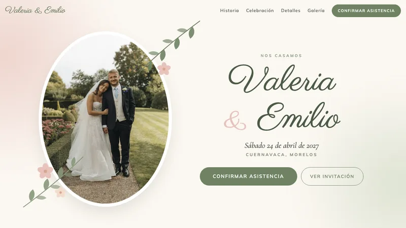 Demo de invitación digital Jardín - Boda
